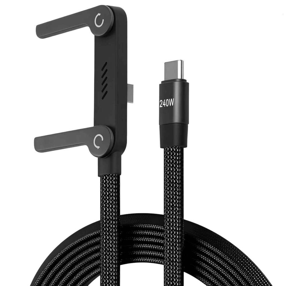 📱 240 W pleciony kabel do szybkiego ładowania z wbudowaną podstawką na telefon – nowy, składany, wytrzymały kabel USB-C typu C z 2026 r. (opakowanie 2 szt.)