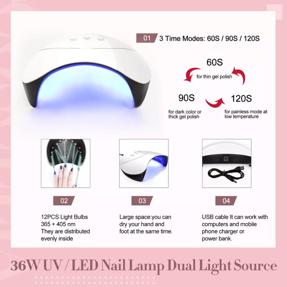 Комплект за маникюр + UV/LED лампа
