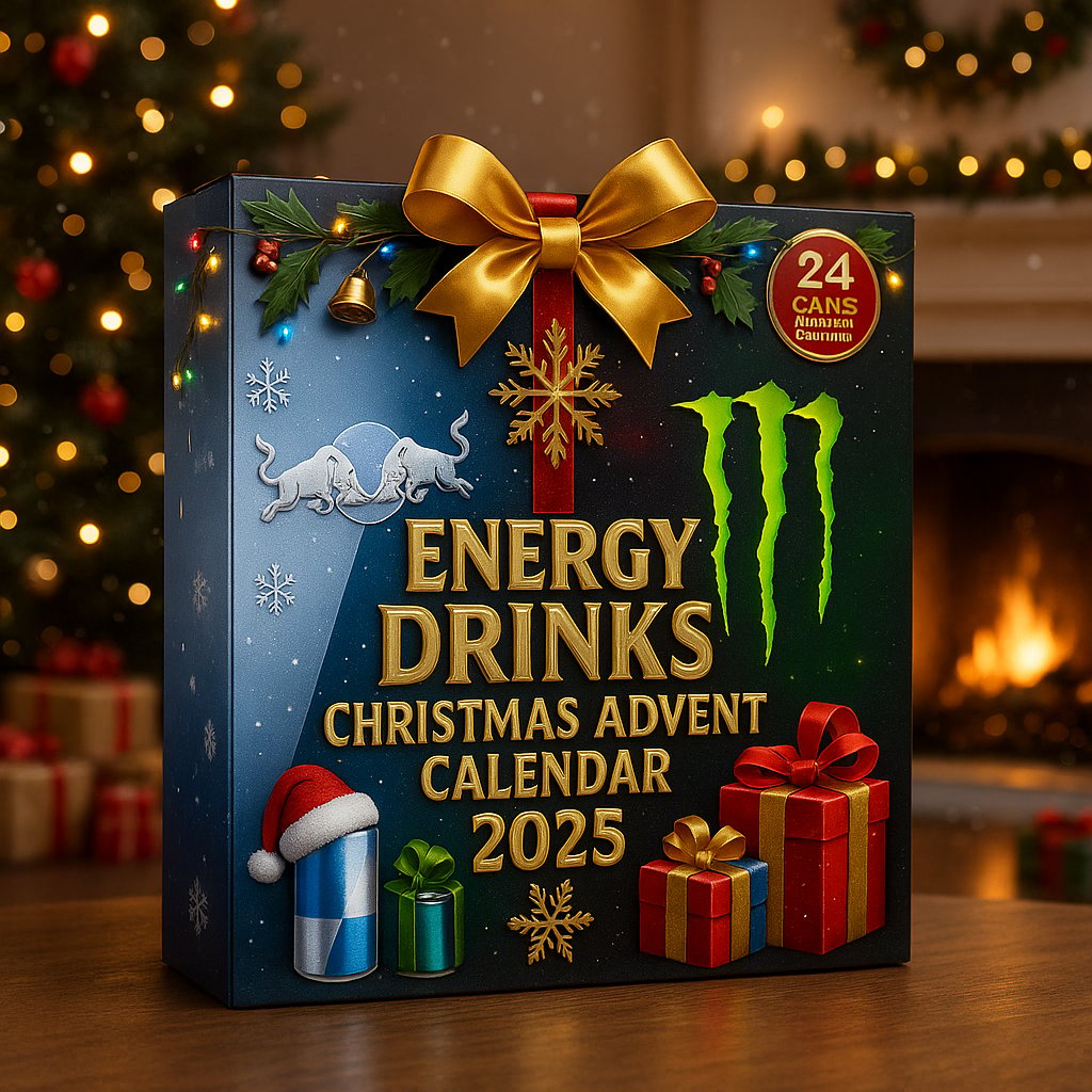 Adventni koledar 2025 z energijskimi pijačami – 24 dni prazničnih zbirateljskih predmetov!