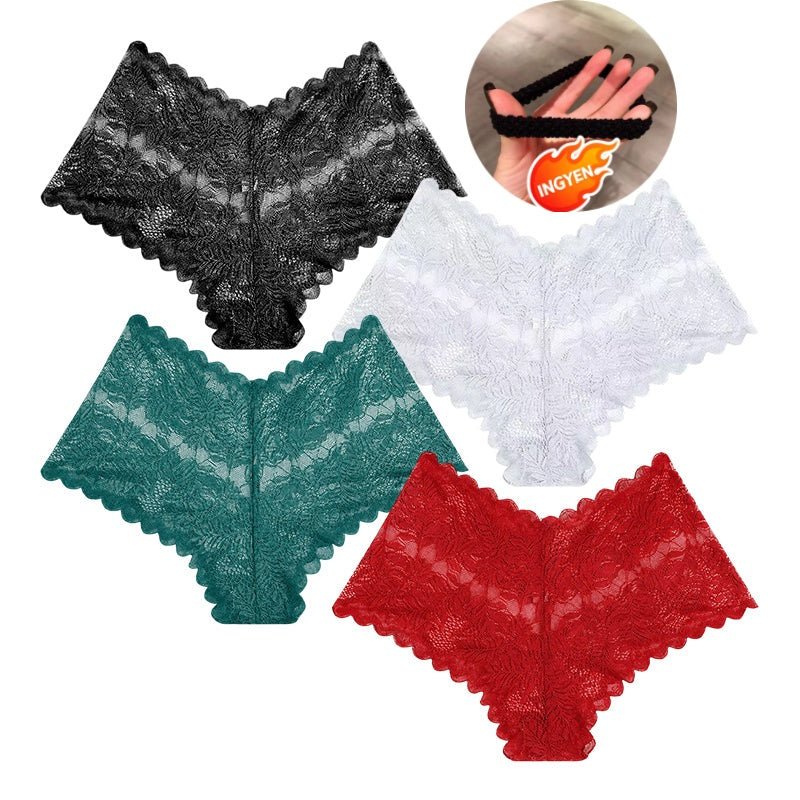 【✨ 1 + 3 gratis - 4 sztuki】Kobiece seksowne koronkowe stringi - Przezroczyste stringi w kwiatowy wzór 💋