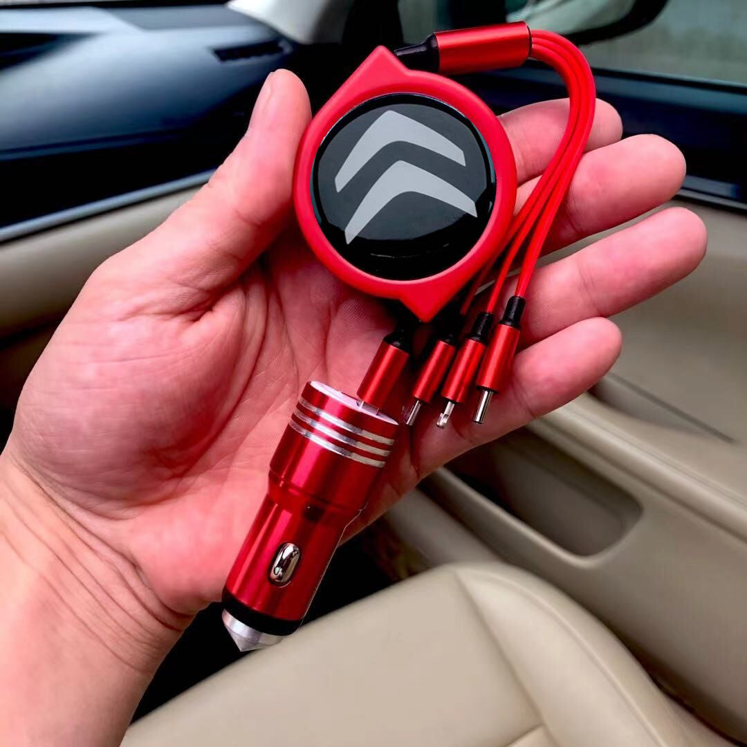 3 в 1 прибиращ се кабел за данни за кола + безплатно зарядно за кола