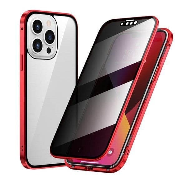 Magnetic case for iPhone with anti-glare glass and metal