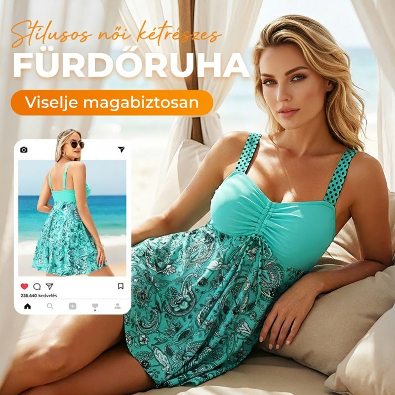 🔥👙【S-4XL】Strój kąpielowy bikini z nadrukiem w kolorze cyjanowym