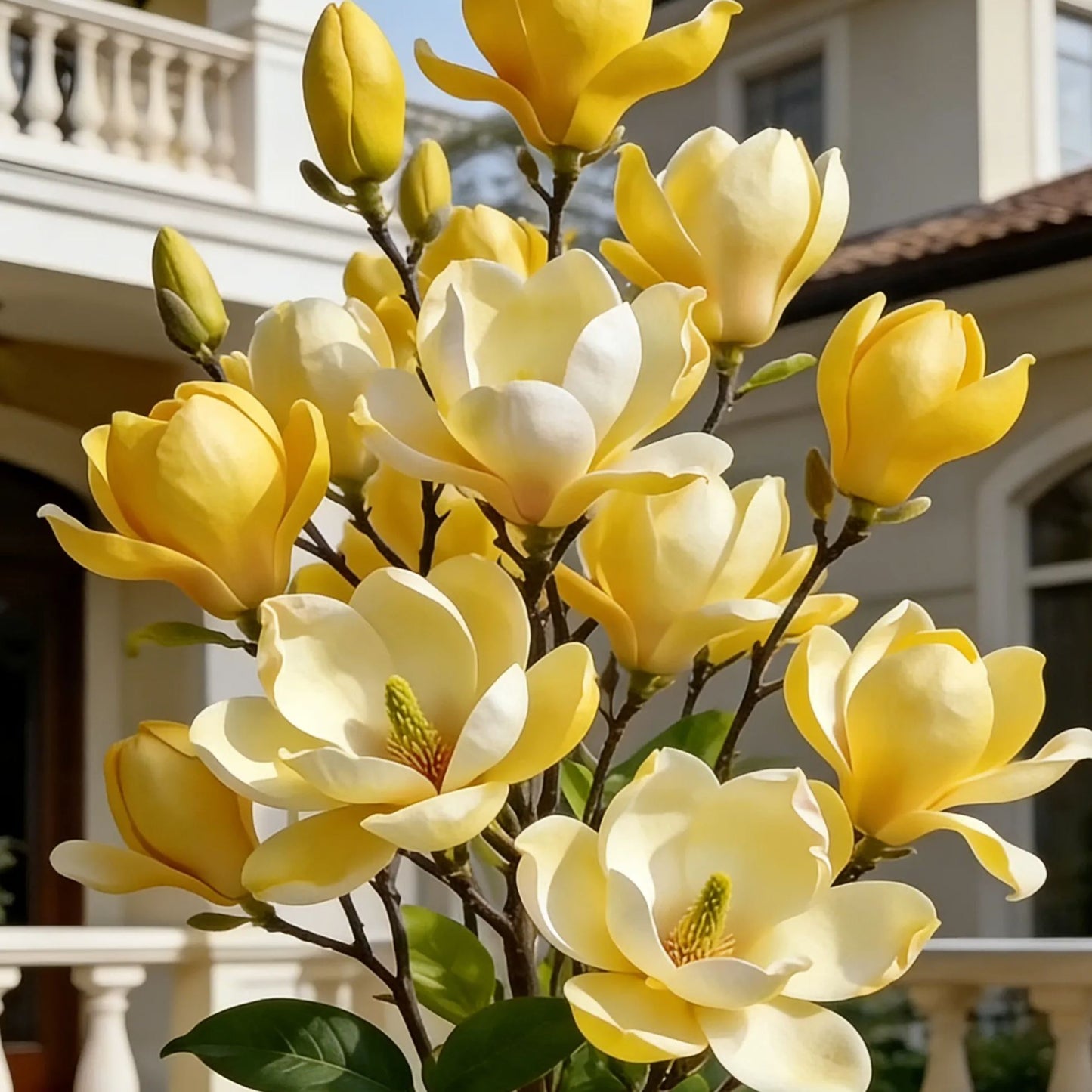 Cebule Magnolia liliiflora (fioletowe orchidee) 🌸 Kwiaty ukrywają liście, zapach wypełnia powietrze