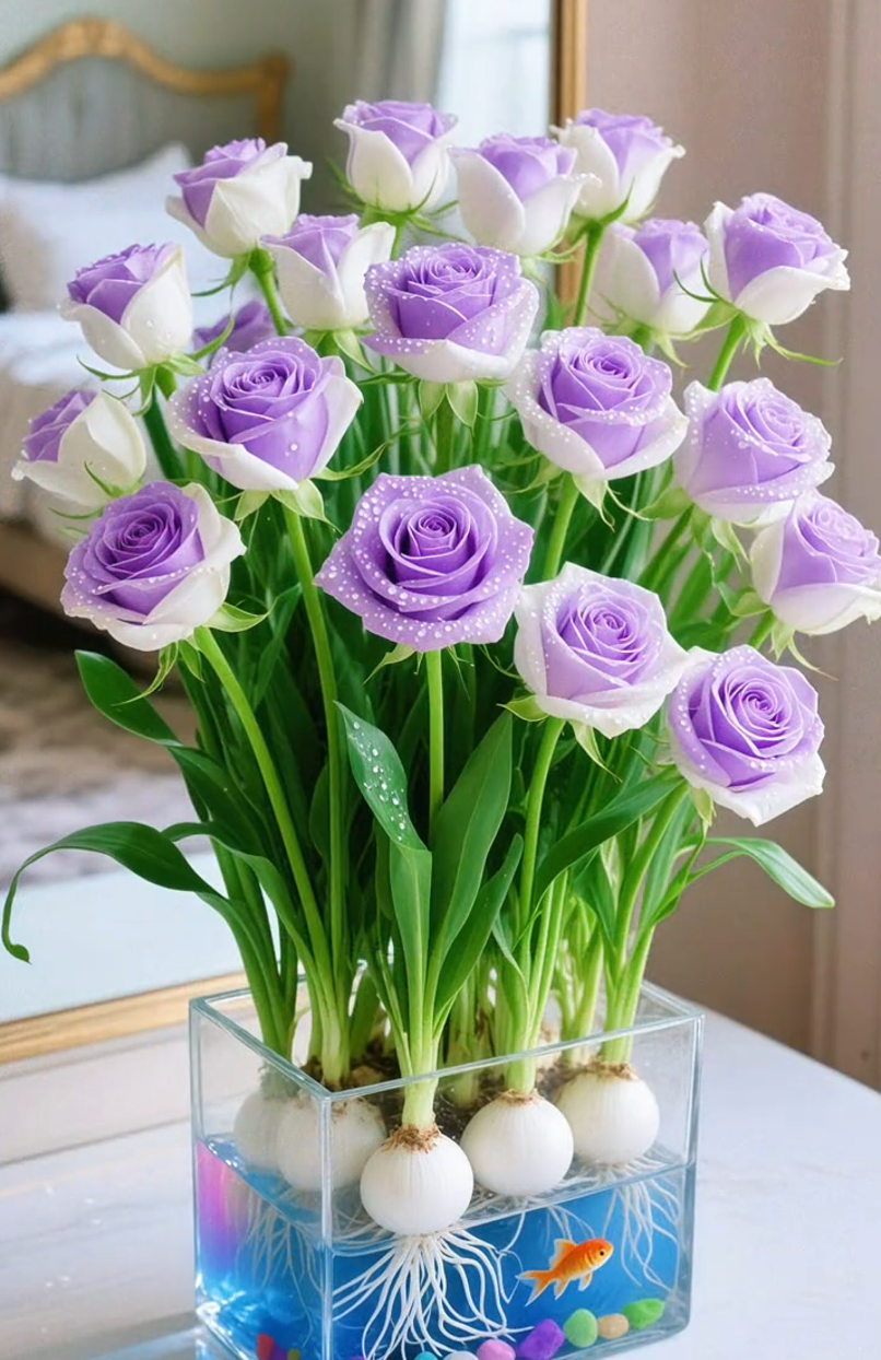 🌈Хидропонни, редки, двуцветни розови луковици: цветно чудо на природата 🌹