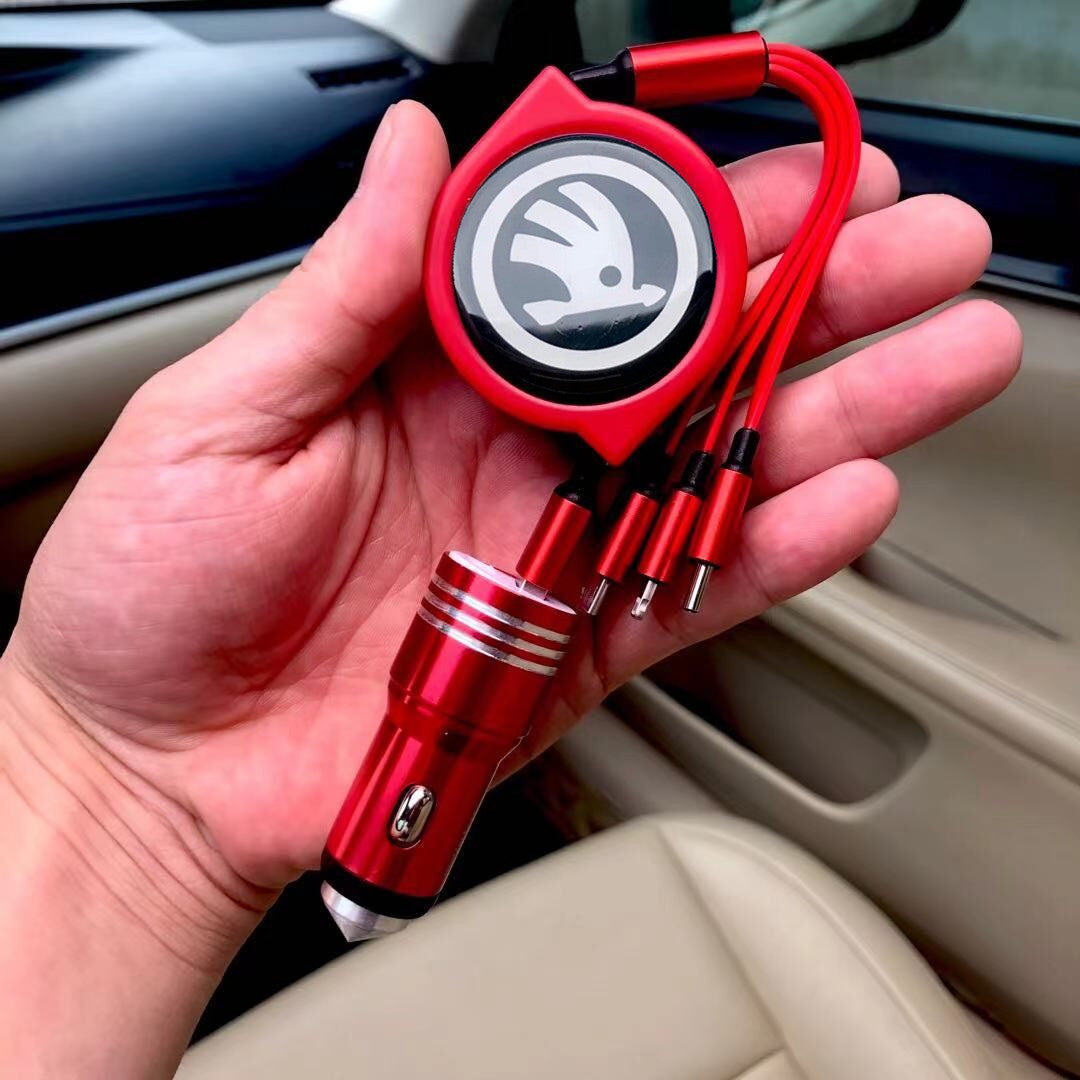 3 в 1 прибиращ се кабел за данни за кола + безплатно зарядно за кола