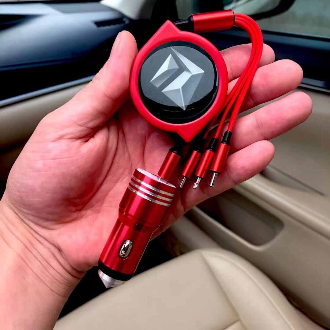 3 в 1 прибиращ се кабел за данни за кола + безплатно зарядно за кола