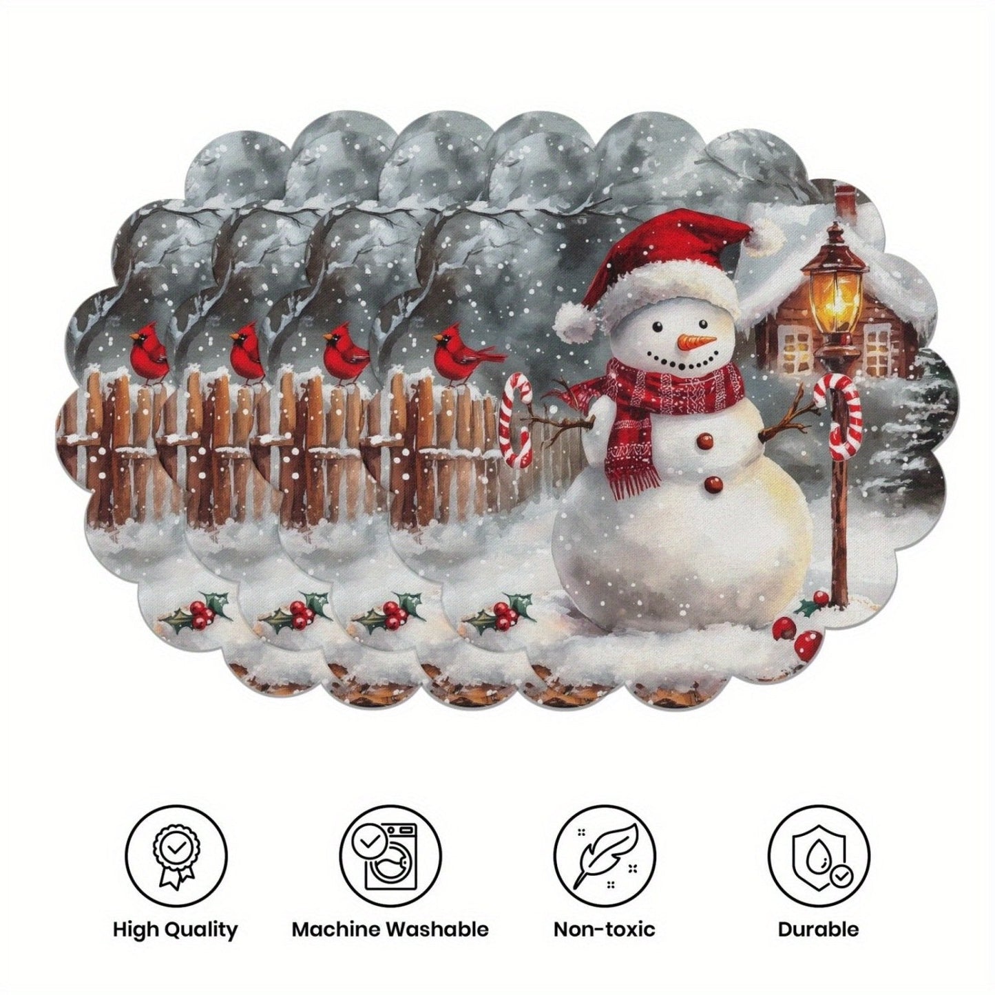 10 бр. Зимни подложки за хранене във формата на коледни звезди и шишарки, подложки за маса, изработени от неплъзгаща се материя