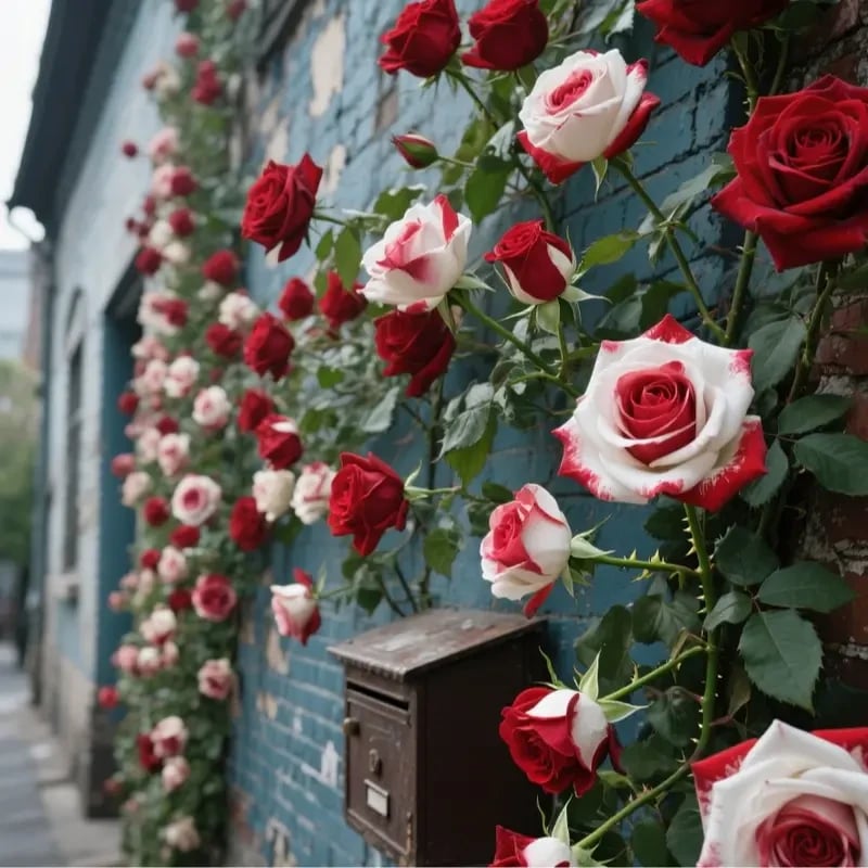 🌹 200/1000 бр. Редки семена на двойни червени и бели рози – Ярки градински цветове