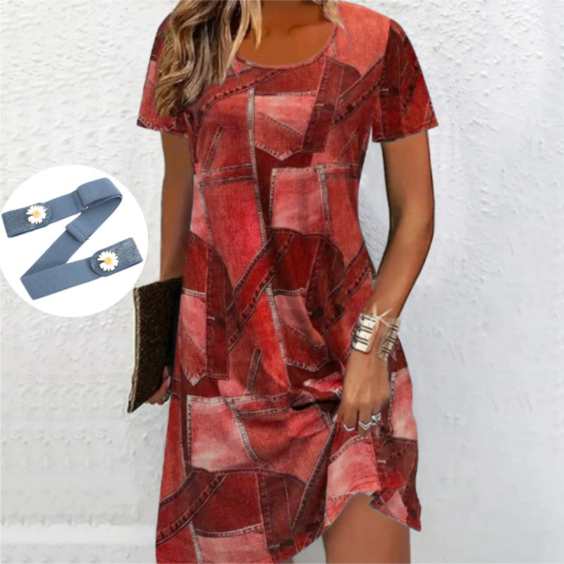👗Damska casualowa sukienka z patchworkowym wzorem