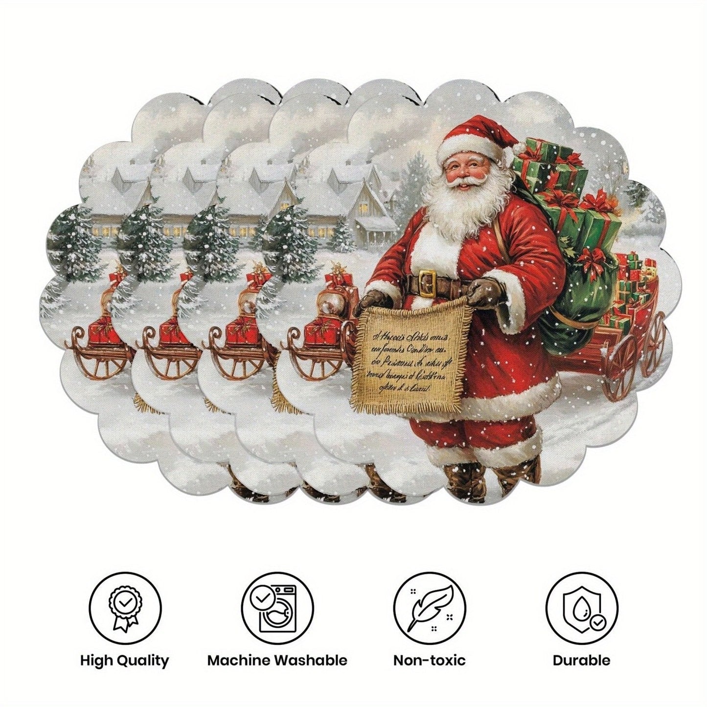 10 бр. Зимни подложки за хранене във формата на коледни звезди и шишарки, подложки за маса, изработени от неплъзгаща се материя