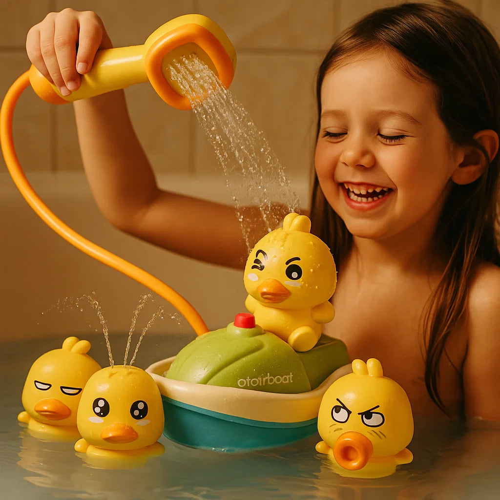 🦆 Електрическа водна играчка патешка лодка – плискаща вода и интерактивно забавление! 💦