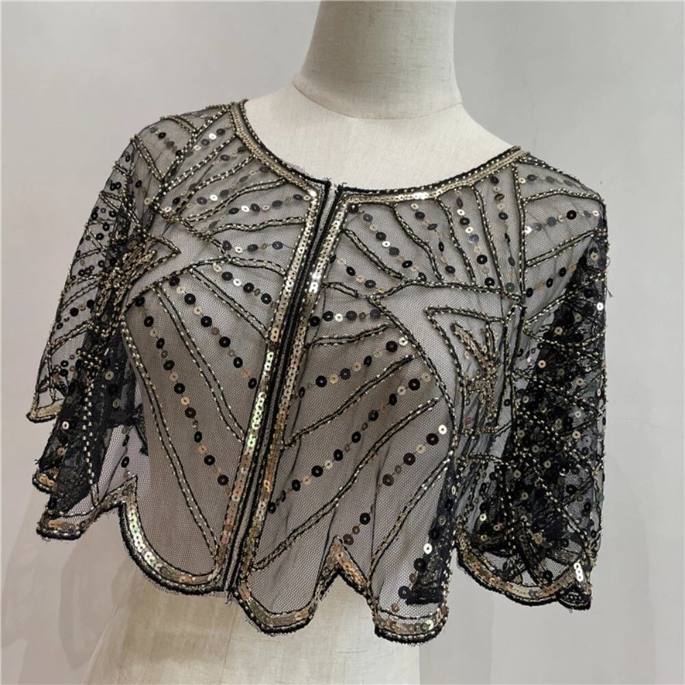 ⏳Oferta ograniczona czasowo ⏰ Szal z koronką w stylu vintage i koralikami
