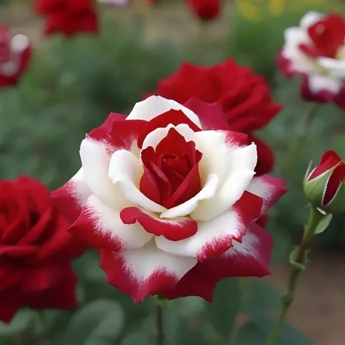 🌹 200/1000 бр. Редки семена на двойни червени и бели рози – Ярки градински цветове