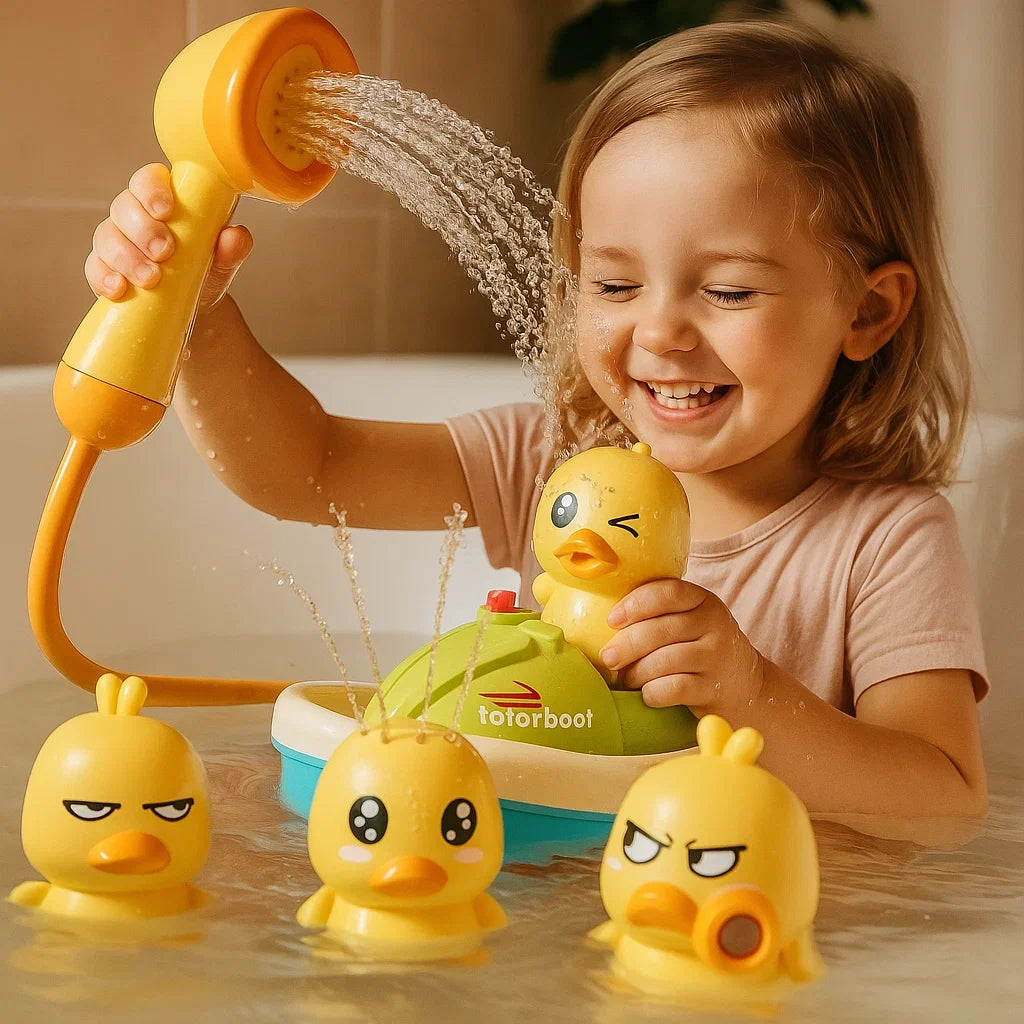 🦆 Електрическа водна играчка патешка лодка – плискаща вода и интерактивно забавление! 💦