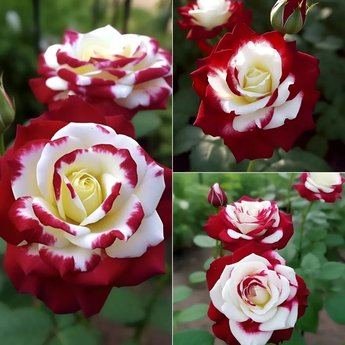 🌹 200/1000 бр. Редки семена на двойни червени и бели рози – Ярки градински цветове