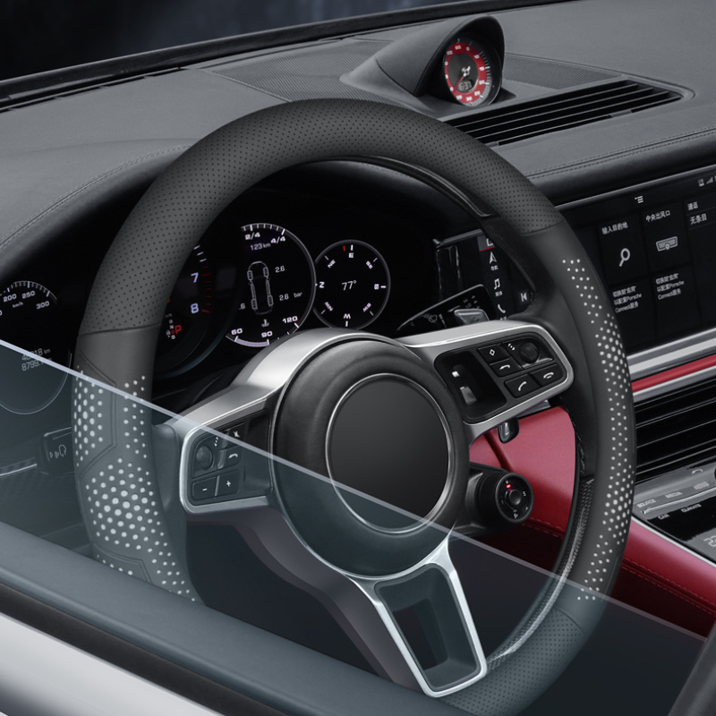 Ултратънък, дишащ калъф за волан от естествена кожа с неплъзгащ се захват