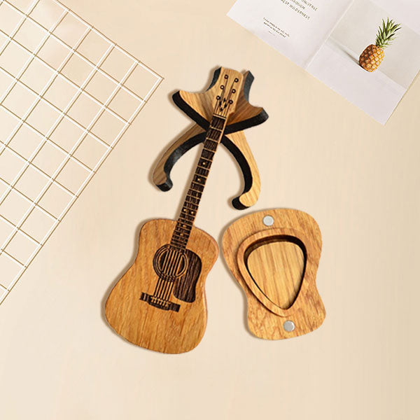 💖 Дървена акустична китара с перце и калъф 🎁🎸