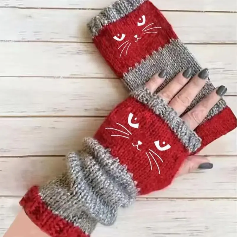 🐱 Сладки дамски плетени ръкавици с котешка тема🧤🧶
