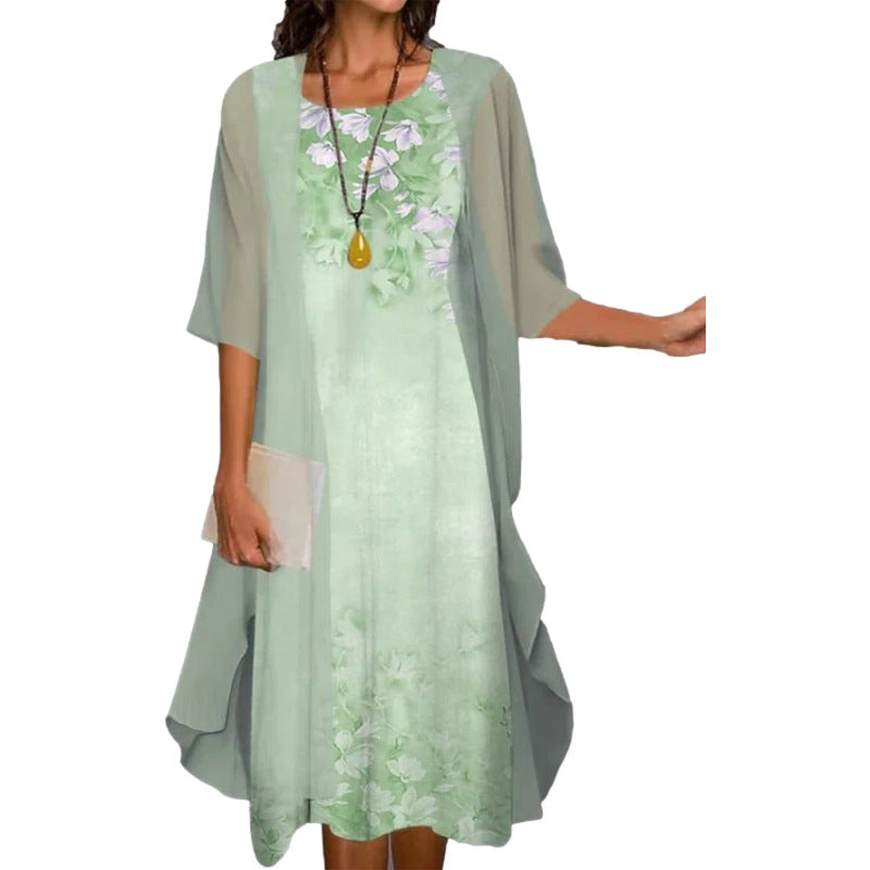 🥰 Elegancki dwuczęściowy strój: top z krótkim rękawem + sukienka