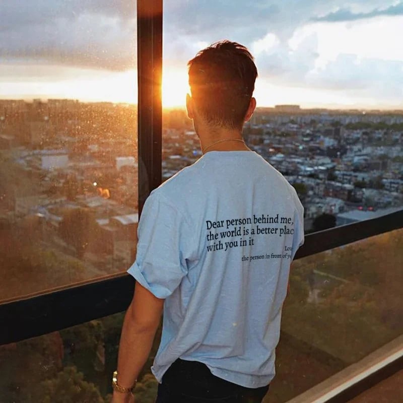 💥Нова унисекс тениска с щампа "Dear Person Behind Me" в голям размер от 2025 г.