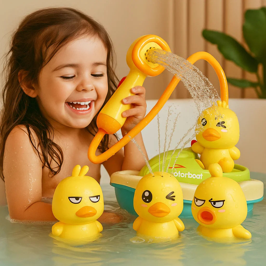🦆 Електрическа водна играчка патешка лодка – плискаща вода и интерактивно забавление! 💦