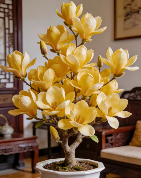 Cebule Magnolia liliiflora (fioletowe orchidee) 🌸 Kwiaty ukrywają liście, zapach wypełnia powietrze