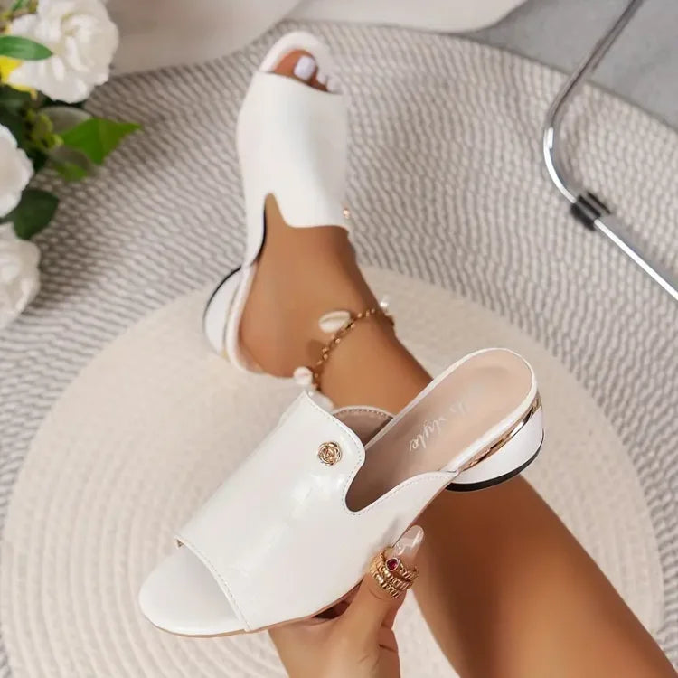 😍Последен ден с 50% отстъпка😍 - Модерни дамски ортопедични кожени сандали с отворени пръсти и дебели токчета