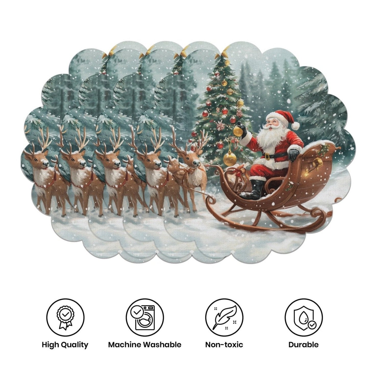 10 бр. Зимни подложки за хранене във формата на коледни звезди и шишарки, подложки за маса, изработени от неплъзгаща се материя