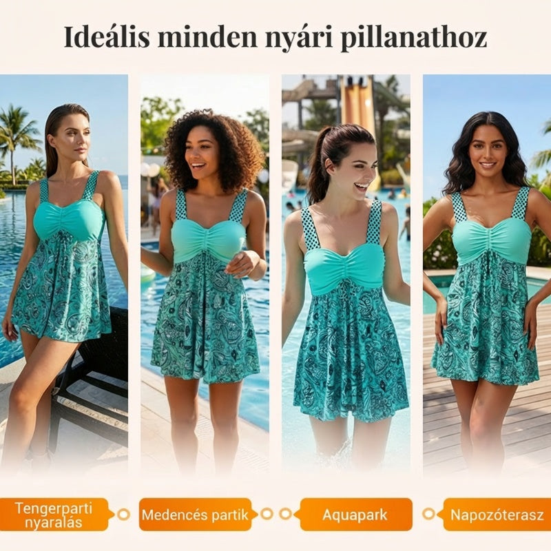 🔥👙【S-4XL】Strój kąpielowy bikini z nadrukiem w kolorze cyjanowym