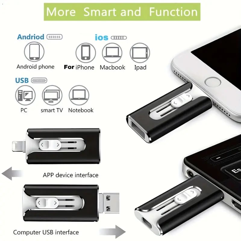 32~256GB Micro USB + 8-пинов + USB 3.0 4 в 1 U-диск за мобилен телефон, компютър