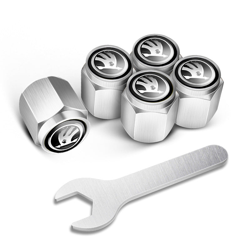 🔥Капачки за вентили за автомобилни гуми (5 бр. + 1 гаечен ключ)