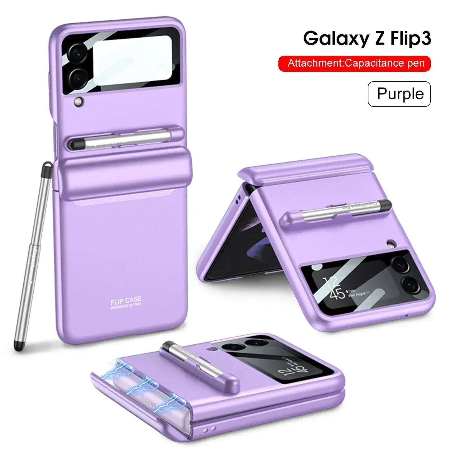 Напълно обгръщащ противоударен пластмасов капак за Samsung Galaxy Z Flip 3 5G