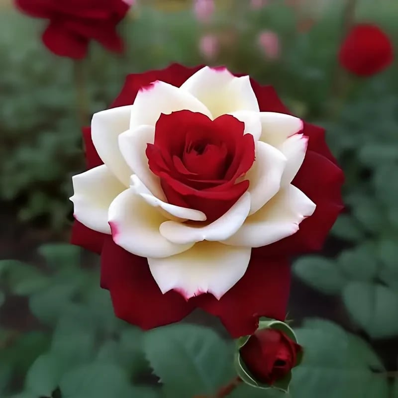 🌹 200/1000 бр. Редки семена на двойни червени и бели рози – Ярки градински цветове