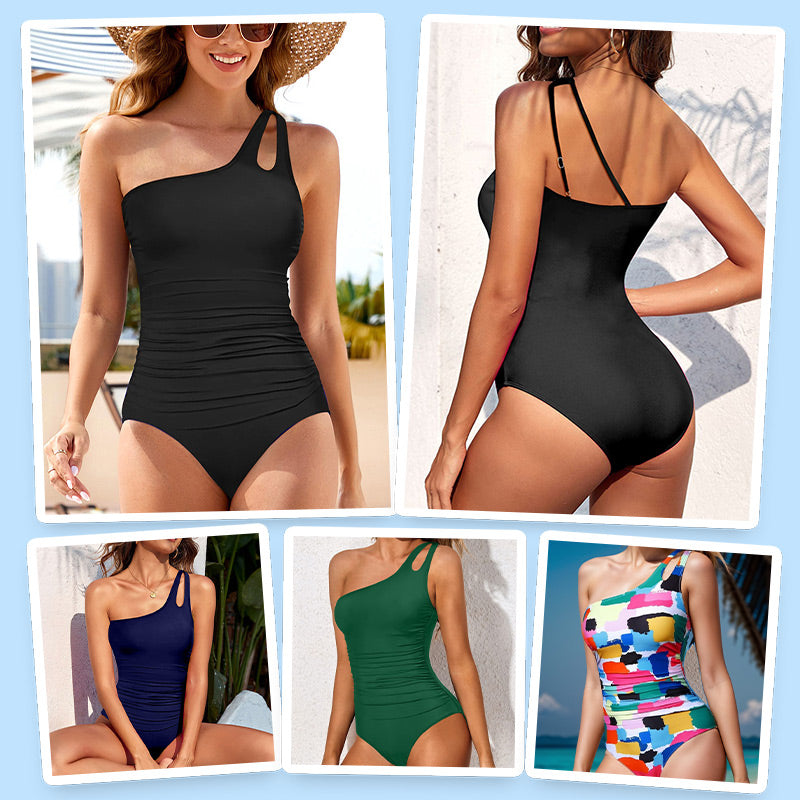 🔥 S-2XL 🍀 Дамски бански костюм с едно рамо 🏖️👙