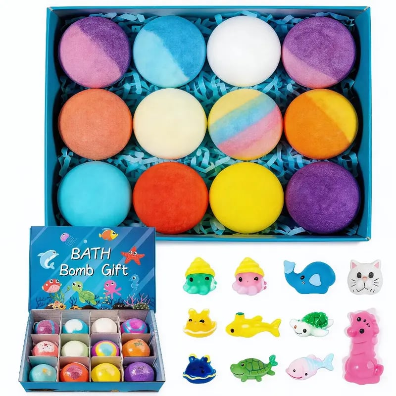 🔥🛁 Naturalne kule do kąpieli dla dzieci z mega bąbelkami i niespodzianką w środku 🥚✨12 szt. [1 opakowanie]