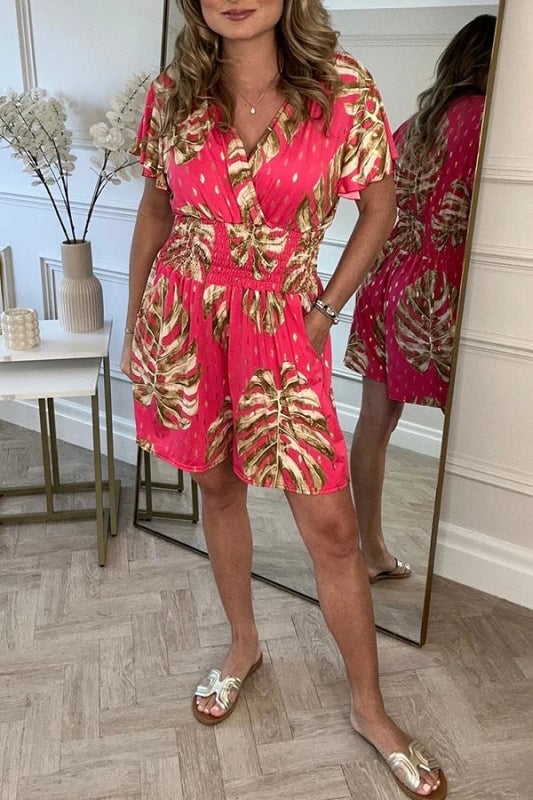 🌸Ежедневен гащеризон с джобове на флорални точки