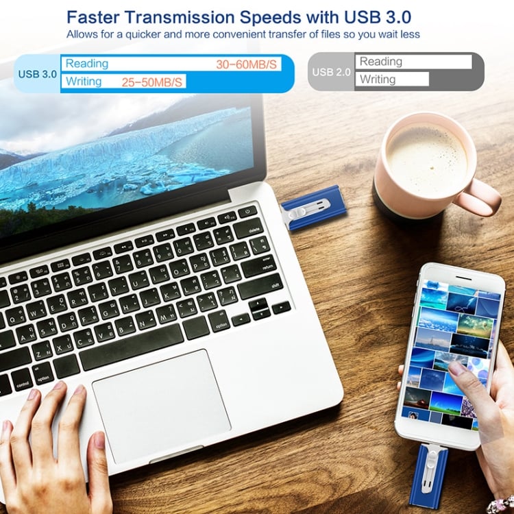 32~256 GB Micro USB + 8 pinów + USB 3.0 4 w 1 Telefon komórkowy Komputer U-Disk