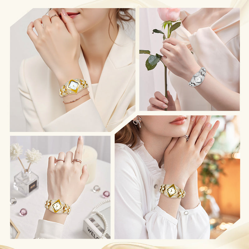 💜Ретро кварцов часовник с блестящи кристали⌚