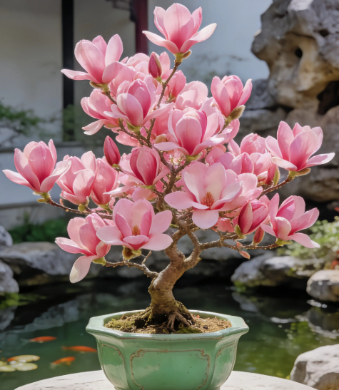 Cebule Magnolia liliiflora (fioletowe orchidee) 🌸 Kwiaty ukrywają liście, zapach wypełnia powietrze