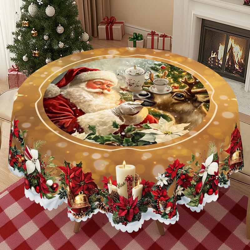 Премиум коледна покривка - очарователен мотив на Дядо Коледа и елени за радостни моменти със семейството