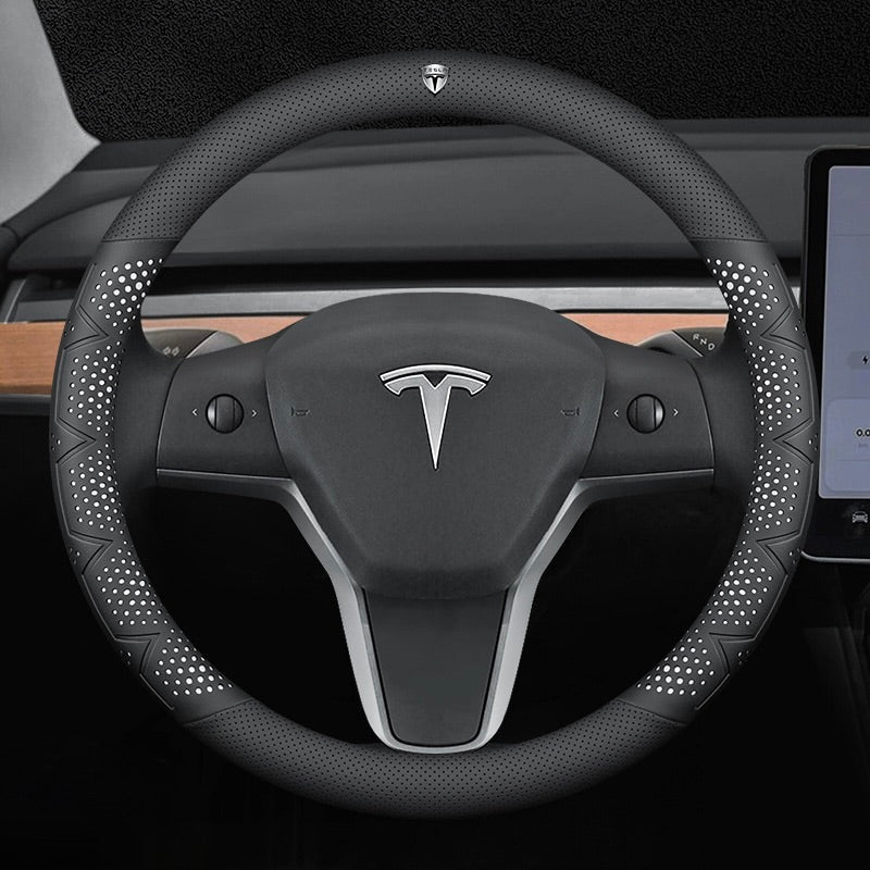 Ултратънък, дишащ калъф за волан от естествена кожа с неплъзгащ се захват