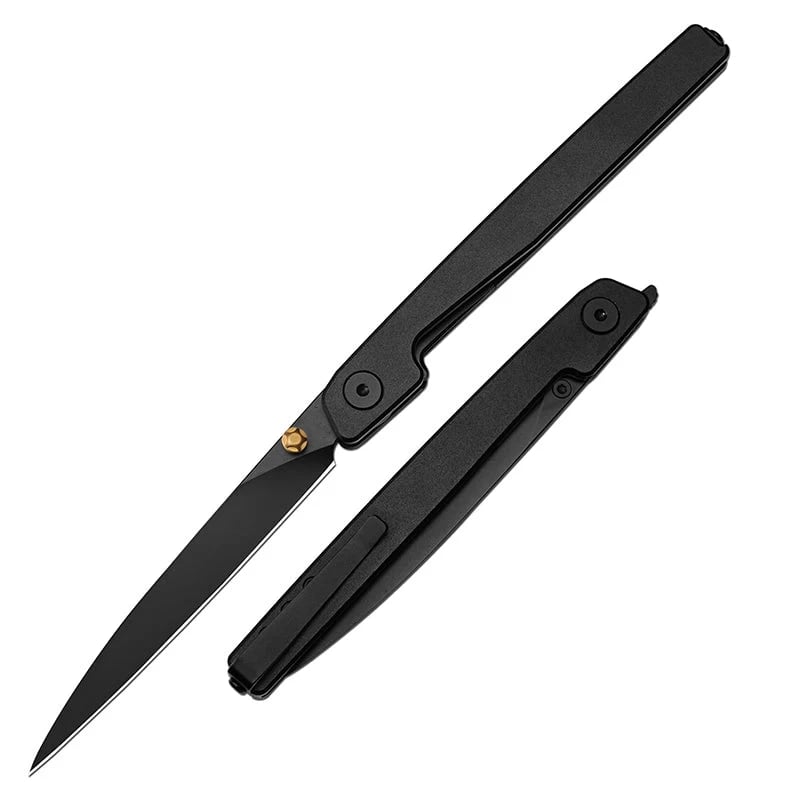 🔥Ostatni dzień wyprzedaży - 50% zniżki🎉Nóż Lanky Liner Lock Front Flipper z czarną aluminiową rękojeścią