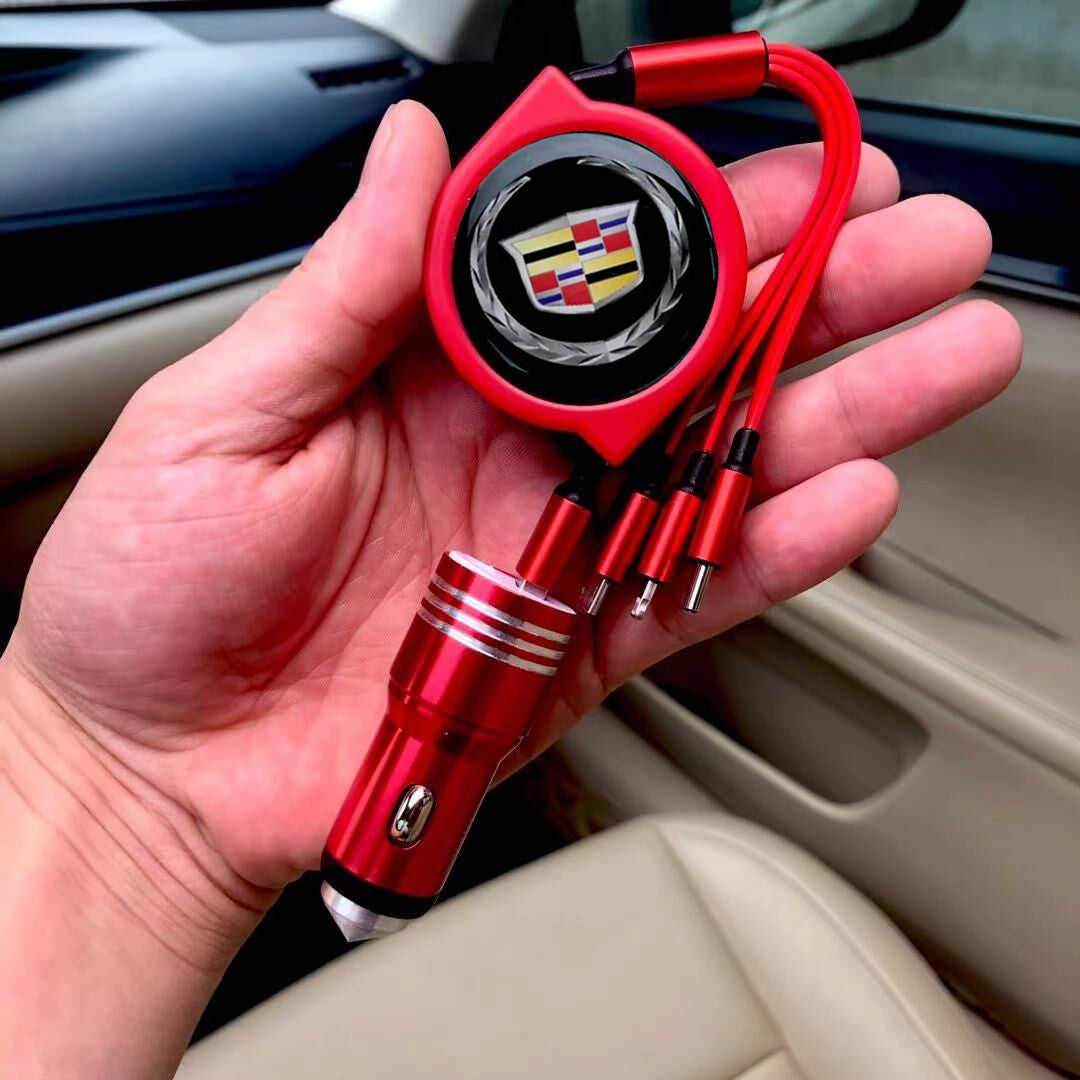 3 в 1 прибиращ се кабел за данни за кола + безплатно зарядно за кола