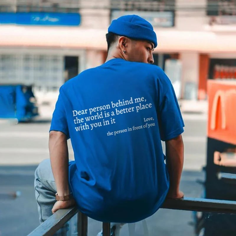 💥Нова унисекс тениска с щампа "Dear Person Behind Me" в голям размер от 2025 г.