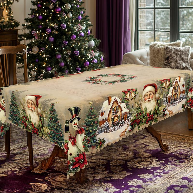 Премиум коледна покривка - очарователен мотив на Дядо Коледа и елени за радостни моменти със семейството