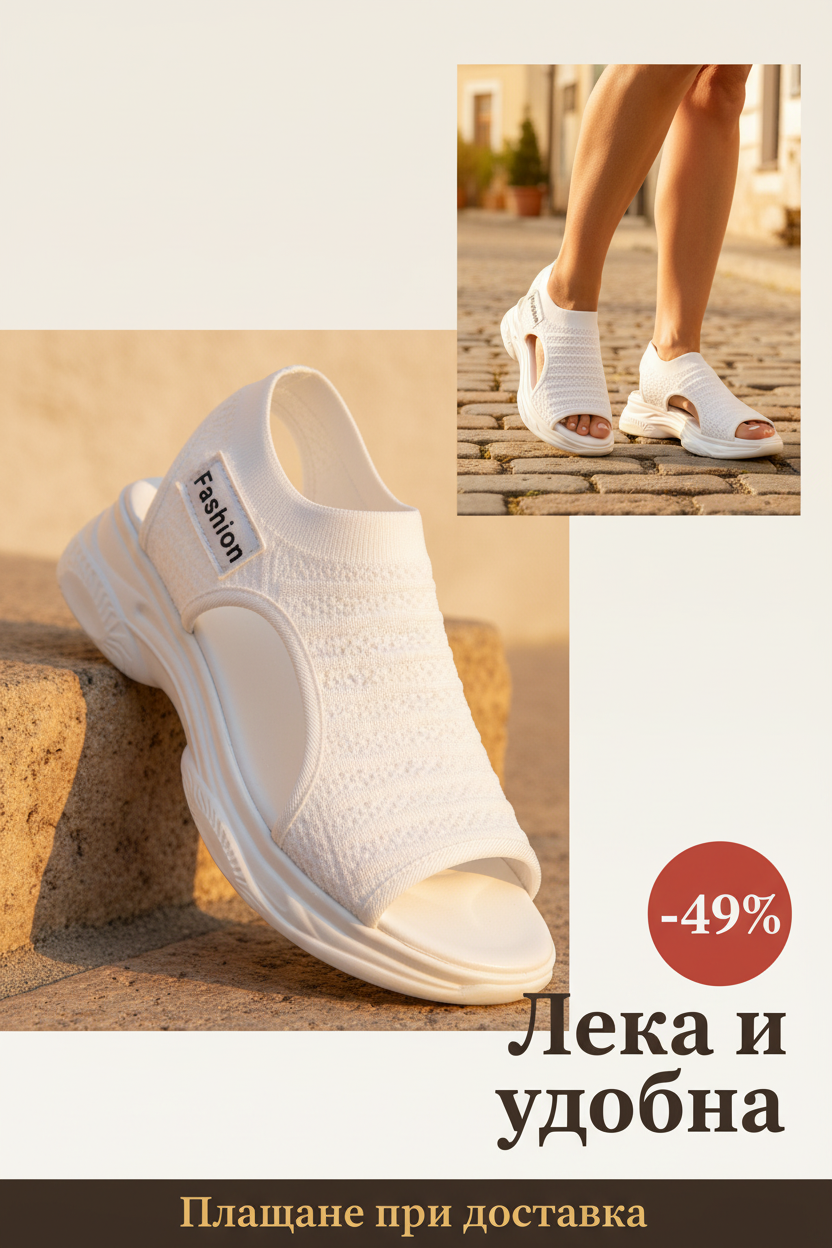 👡Sandały damskie z platformą 4,5 cm i dzianiną - 2 kolory, rozmiary 35-42