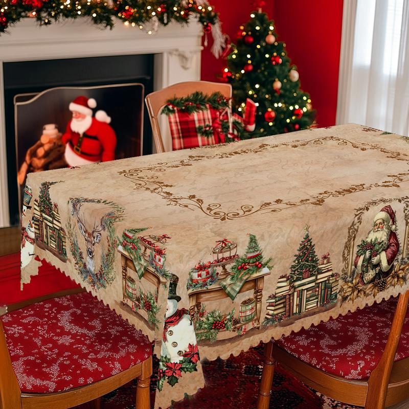Премиум коледна покривка - очарователен мотив на Дядо Коледа и елени за радостни моменти със семейството