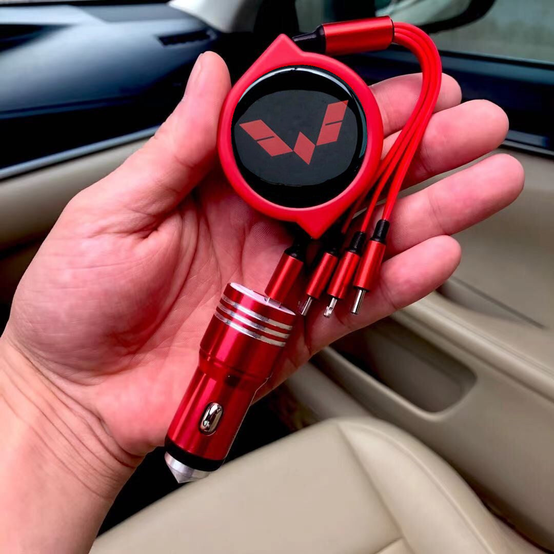 3 в 1 прибиращ се кабел за данни за кола + безплатно зарядно за кола