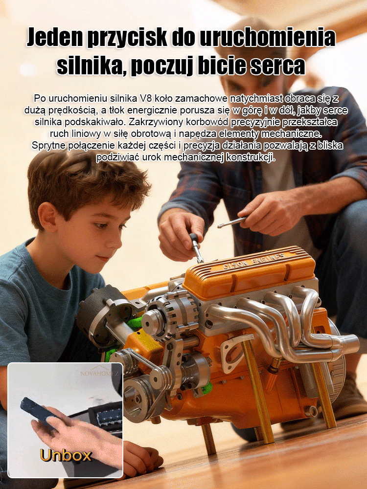 Nowy model silnika: ozdoba silnika V8.
